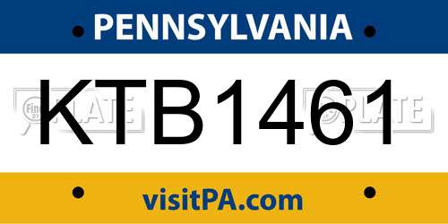KTB1461 Pennsylvania License Plate