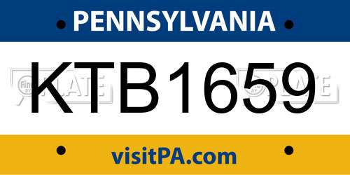 KTB1659 Pennsylvania License Plate