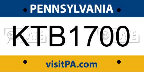 KTB1700 Pennsylvania License Plate