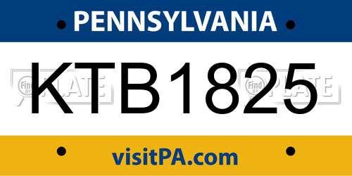 KTB1825 Pennsylvania License Plate
