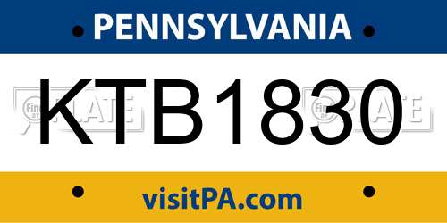 KTB1830 Pennsylvania License Plate