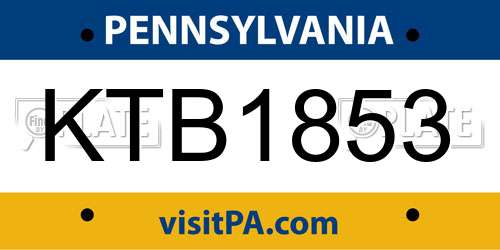 KTB1853 Pennsylvania License Plate