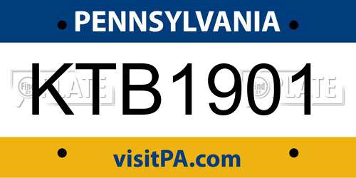 KTB1901 Pennsylvania License Plate