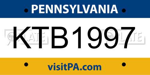 KTB1997 Pennsylvania License Plate