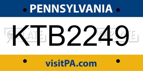KTB2249 Pennsylvania License Plate