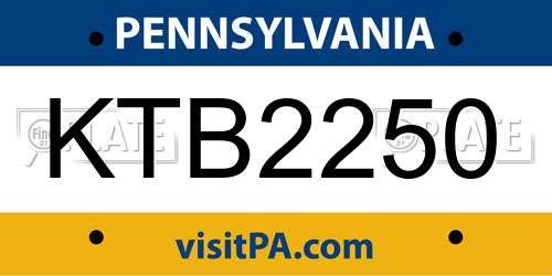 KTB2250 Pennsylvania License Plate