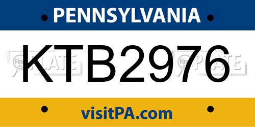KTB2976 Pennsylvania License Plate