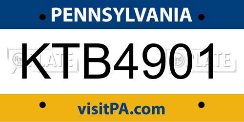KTB4901 Pennsylvania License Plate