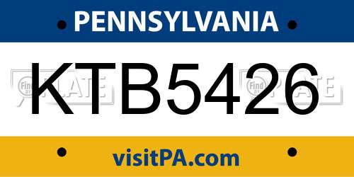 KTB5426 Pennsylvania License Plate