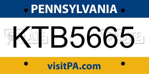 KTB5665 Pennsylvania License Plate