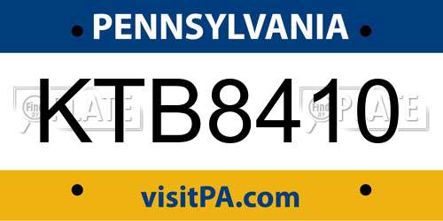KTB8410 Pennsylvania License Plate