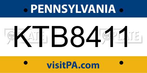 KTB8411 Pennsylvania License Plate