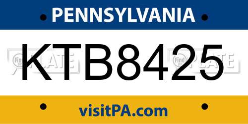 KTB8425 Pennsylvania License Plate