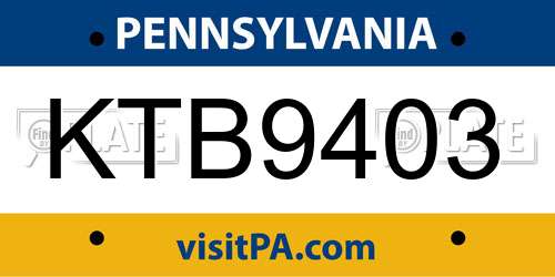KTB9403 Pennsylvania License Plate