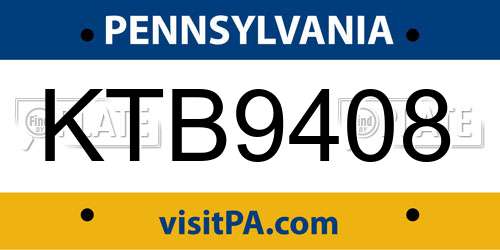KTB9408 Pennsylvania License Plate
