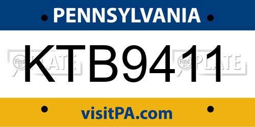 KTB9411 Pennsylvania License Plate