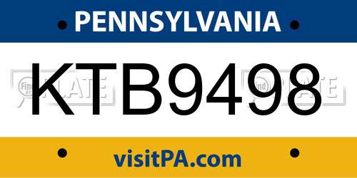 KTB9498 Pennsylvania License Plate