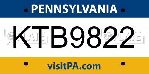 KTB9822 Pennsylvania License Plate