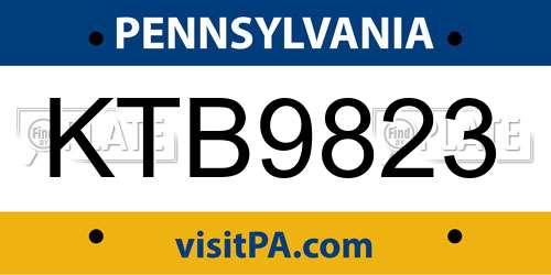 KTB9823 Pennsylvania License Plate