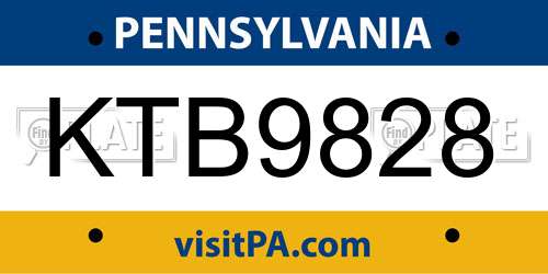 KTB9828 Pennsylvania License Plate