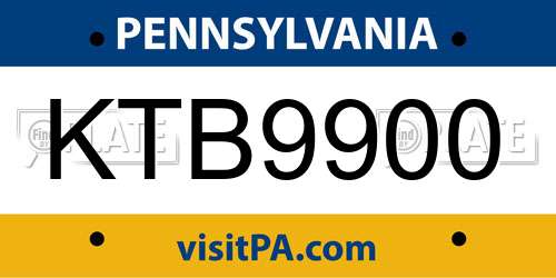 KTB9900 Pennsylvania License Plate