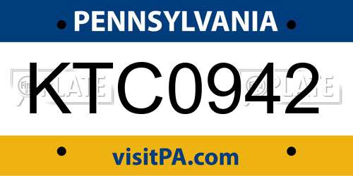 KTC0942 Pennsylvania License Plate