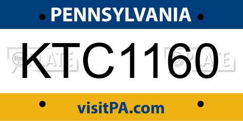 KTC1160 Pennsylvania License Plate