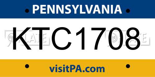 KTC1708 Pennsylvania License Plate