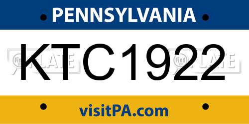 KTC1922 Pennsylvania License Plate