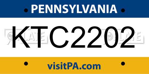 KTC2202 Pennsylvania License Plate