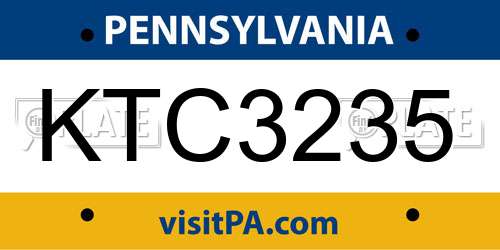 KTC3235 Pennsylvania License Plate