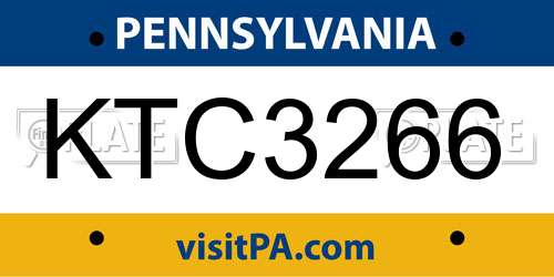 KTC3266 Pennsylvania License Plate