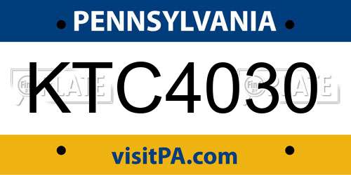KTC4030 Pennsylvania License Plate