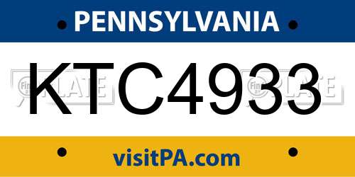 KTC4933 Pennsylvania License Plate