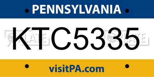 KTC5335 Pennsylvania License Plate