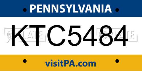 KTC5484 Pennsylvania License Plate
