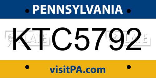 KTC5792 Pennsylvania License Plate