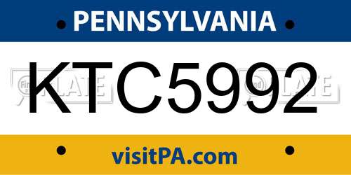 KTC5992 Pennsylvania License Plate
