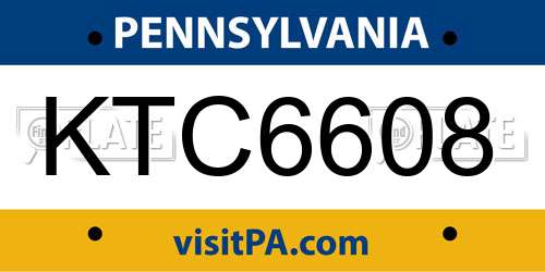 KTC6608 Pennsylvania License Plate
