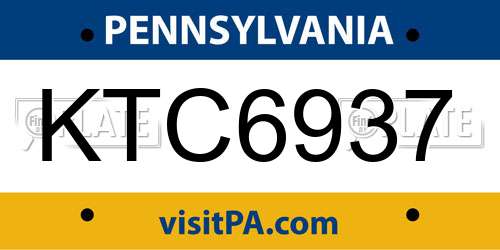 KTC6937 Pennsylvania License Plate