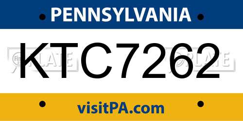 KTC7262 Pennsylvania License Plate