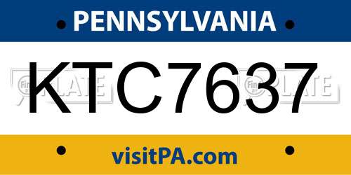 KTC7637 Pennsylvania License Plate