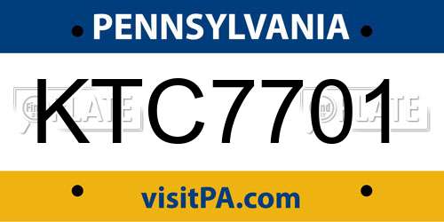 KTC7701 Pennsylvania License Plate