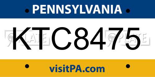 KTC8475 Pennsylvania License Plate