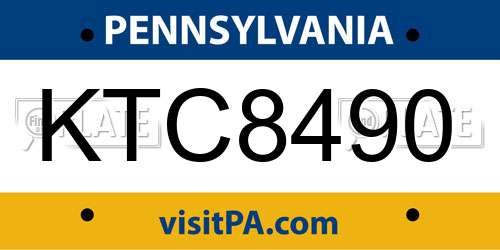 KTC8490 Pennsylvania License Plate