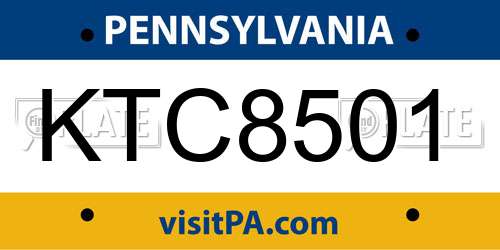 KTC8501 Pennsylvania License Plate