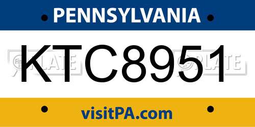 KTC8951 Pennsylvania License Plate