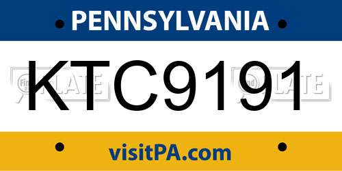 KTC9191 Pennsylvania License Plate