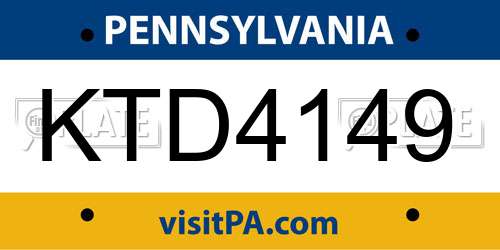 KTD4149 Pennsylvania License Plate