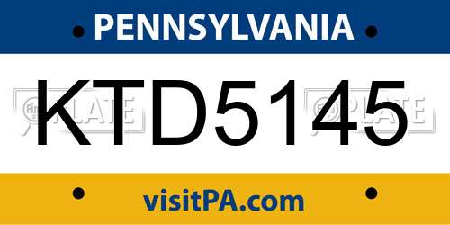 KTD5145 Pennsylvania License Plate